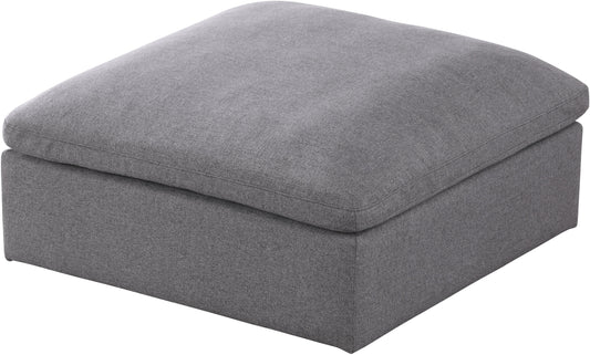 Serene Grey Linen Fabric Deluxe Cloud Ottoman