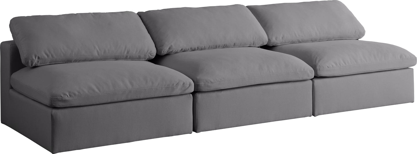 Serene Grey Linen Fabric Deluxe Cloud Modular Armless Sofa