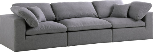 Serene Grey Linen Fabric Deluxe Cloud Modular Sofa