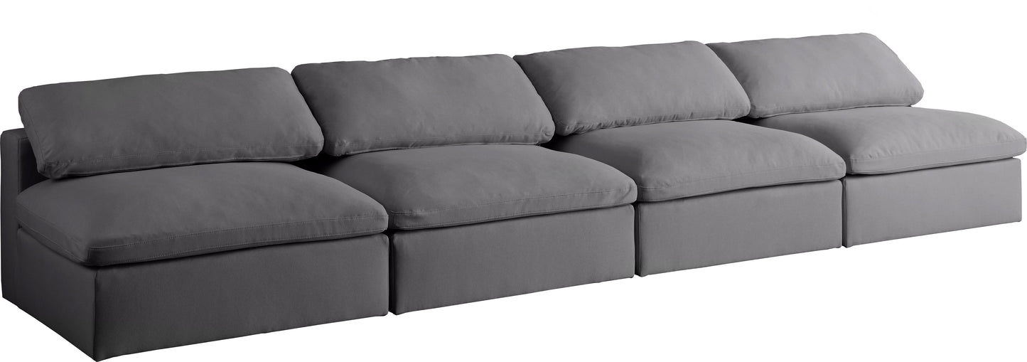 Serene Grey Linen Fabric Deluxe Cloud Modular Armless Sofa