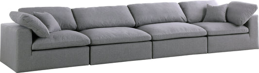 Serene Grey Linen Fabric Deluxe Cloud Modular Sofa