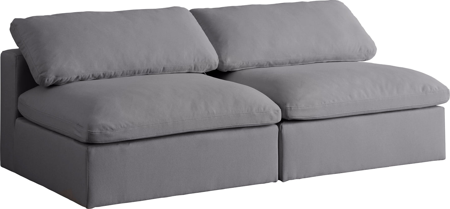 Serene Grey Linen Fabric Deluxe Cloud Modular Armless Sofa