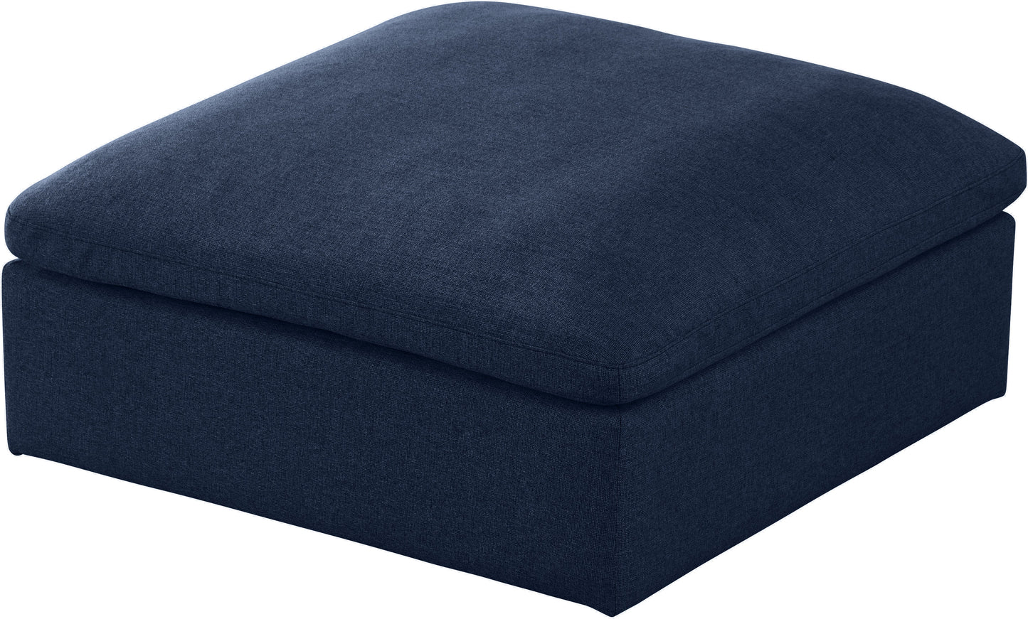 Serene Navy Linen Fabric Deluxe Cloud Ottoman