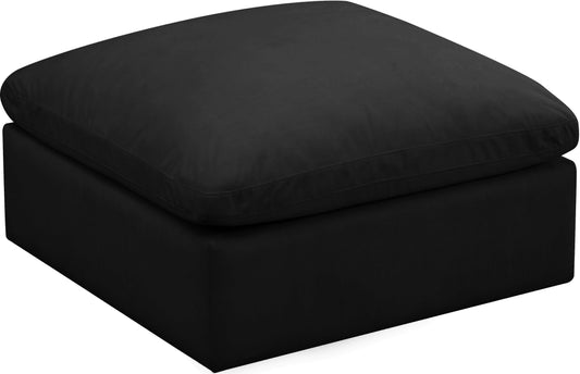 Plush Black Velvet Standard Cloud Modular Ottoman