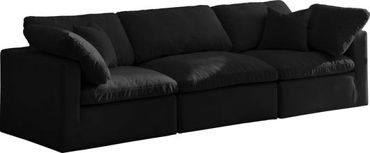 Plush Black Velvet Standard Cloud Modular Sofa