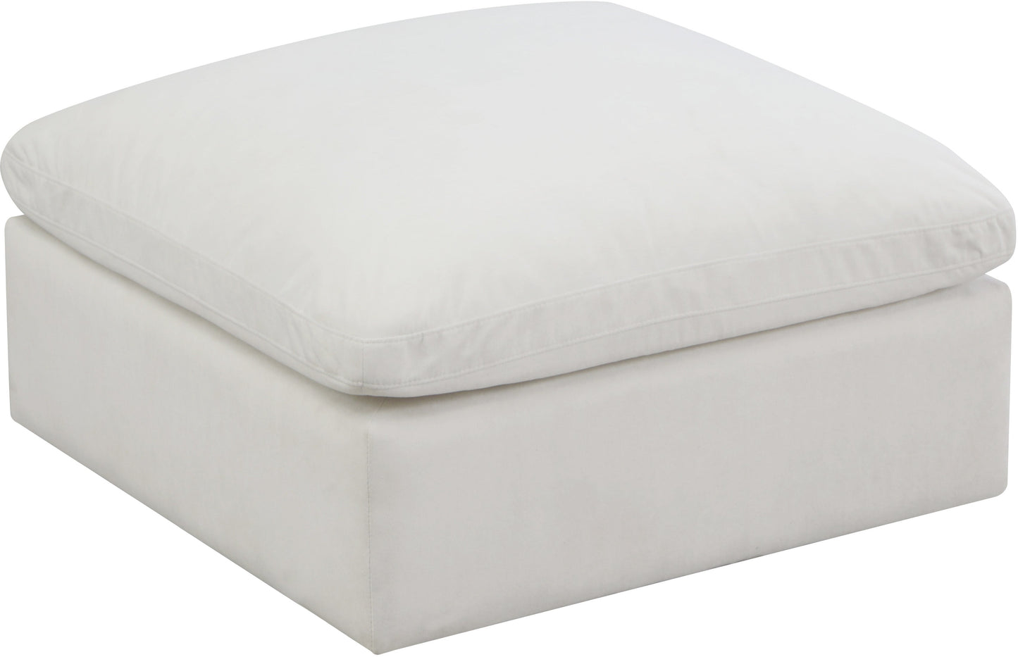 Plush Cream Velvet Standard Cloud Modular Ottoman