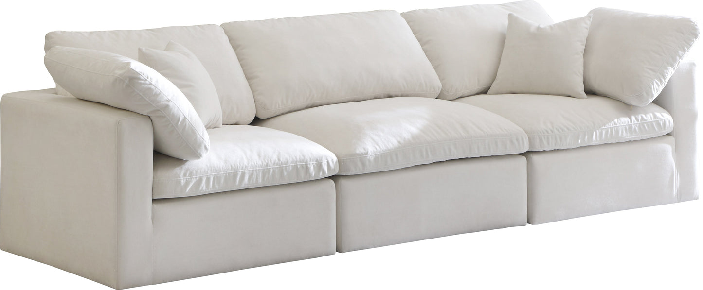 Plush Cream Velvet Standard Cloud Modular Sofa