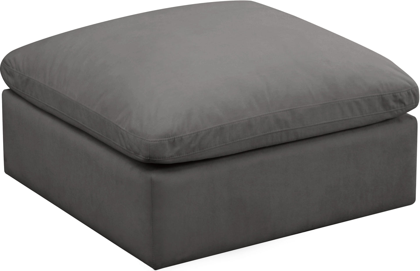 Plush Grey Velvet Standard Cloud Modular Ottoman