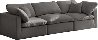 Plush Grey Velvet Standard Cloud Modular Sofa