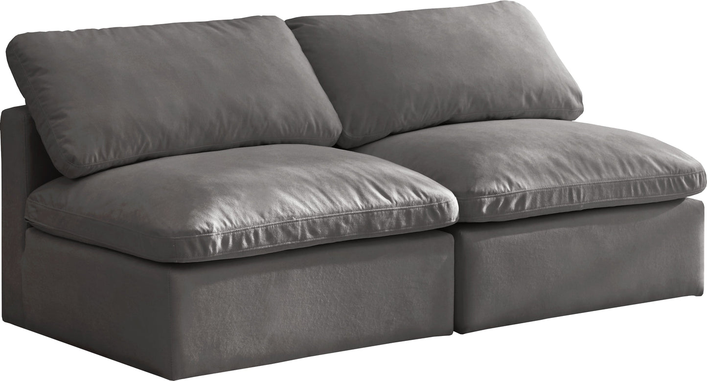 Plush Grey Velvet Standard Cloud Modular Sofa