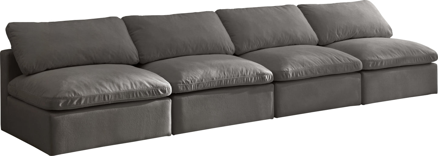 Plush Grey Velvet Standard Cloud Modular Sofa