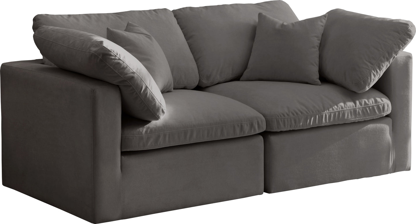 Plush Grey Velvet Standard Cloud Modular Sofa