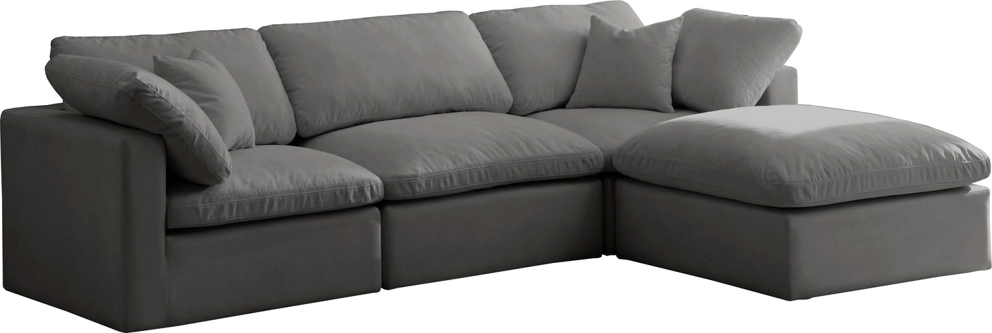 Plush Grey Velvet Standard Cloud Modular Sectional