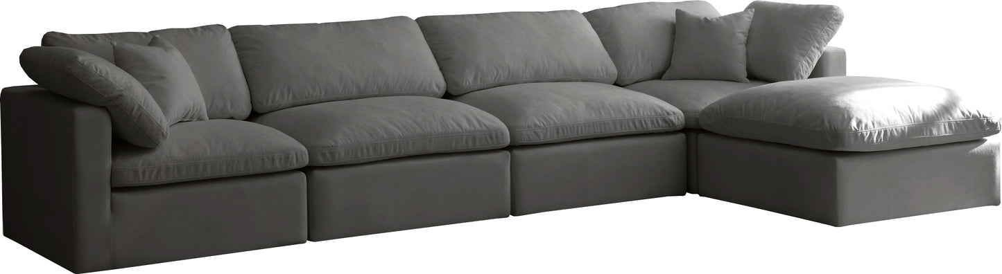 Plush Grey Velvet Standard Cloud Modular Sectional