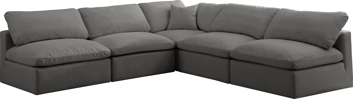 Plush Grey Velvet Standard Cloud Modular Sectional