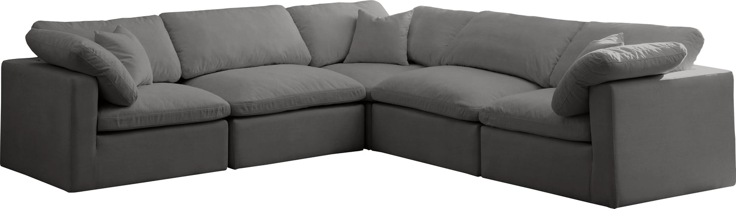 Plush Grey Velvet Standard Cloud Modular Sectional