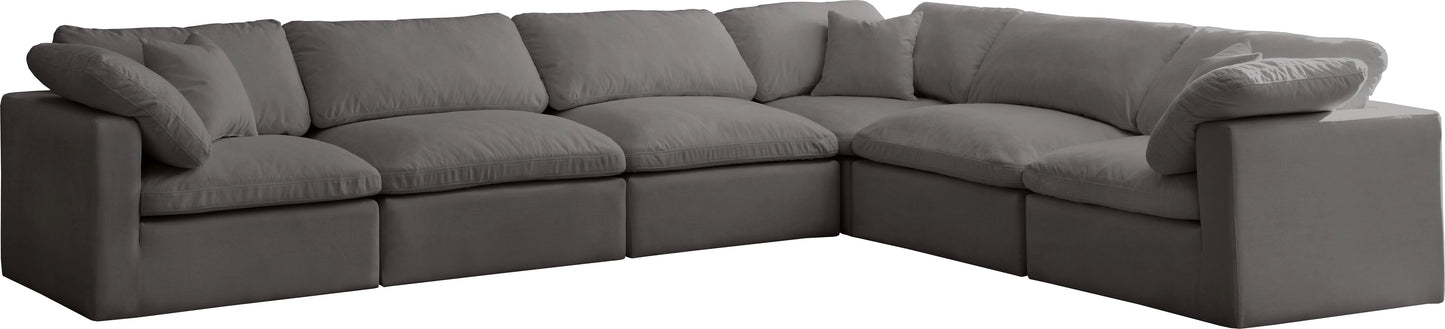 Plush Grey Velvet Standard Cloud Modular Sectional