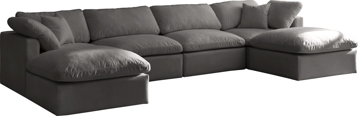 Plush Grey Velvet Standard Cloud Modular Sectional