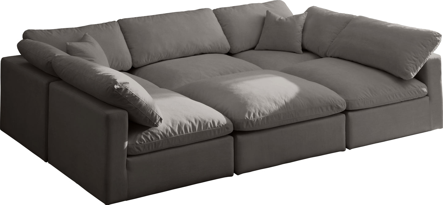 Plush Grey Velvet Standard Cloud Modular Sectional