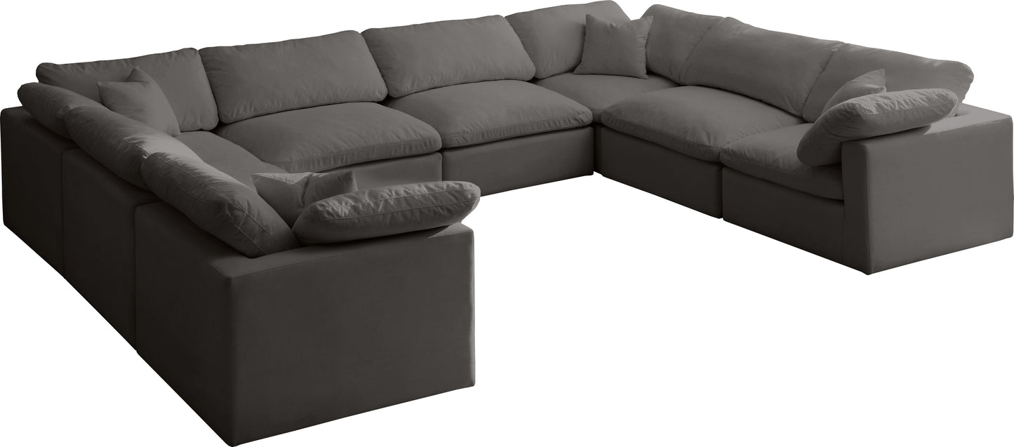 Plush Grey Velvet Standard Cloud Modular Sectional