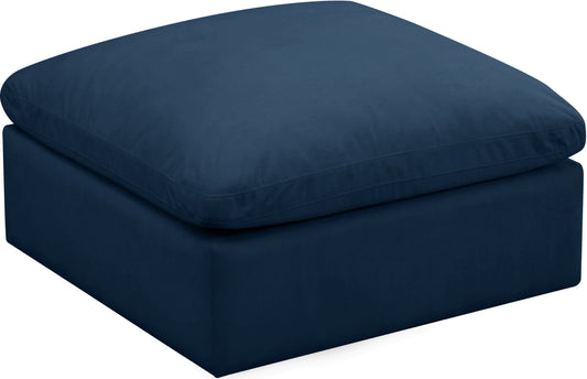 Plush Navy Velvet Standard Cloud Modular Ottoman