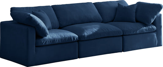 Plush Navy Velvet Standard Cloud Modular Sofa