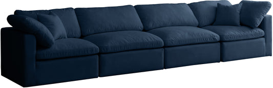 Plush Navy Velvet Standard Cloud Modular Sofa