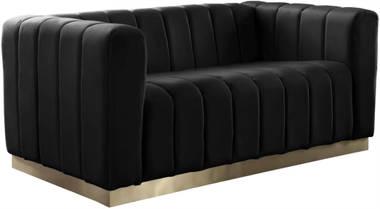 Marlon Black Velvet Loveseat