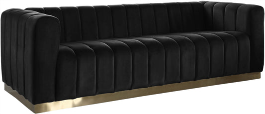 Marlon Black Velvet Sofa