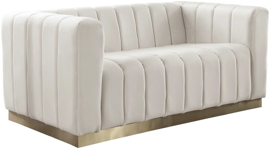 Marlon Cream Velvet Loveseat