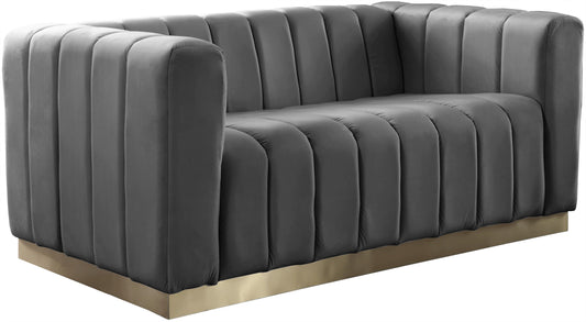 Marlon Grey Velvet Loveseat