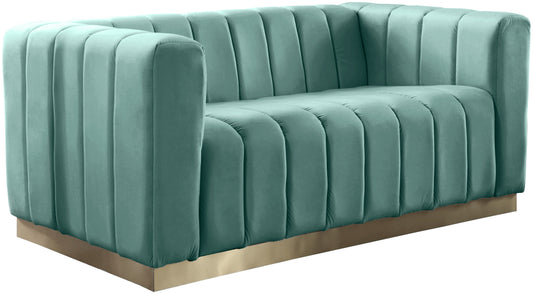 Marlon Mint Velvet Loveseat