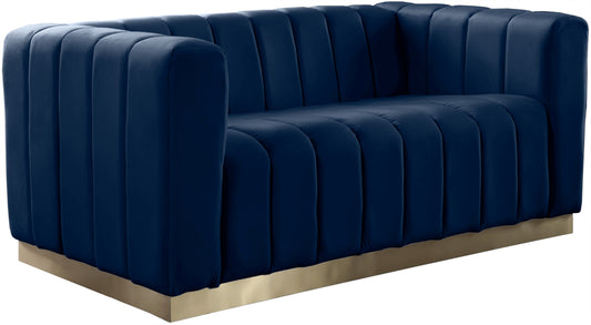 Marlon Navy Velvet Loveseat