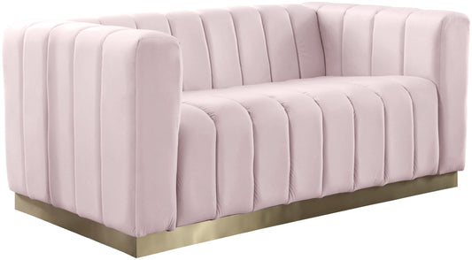 Marlon Pink Velvet Loveseat