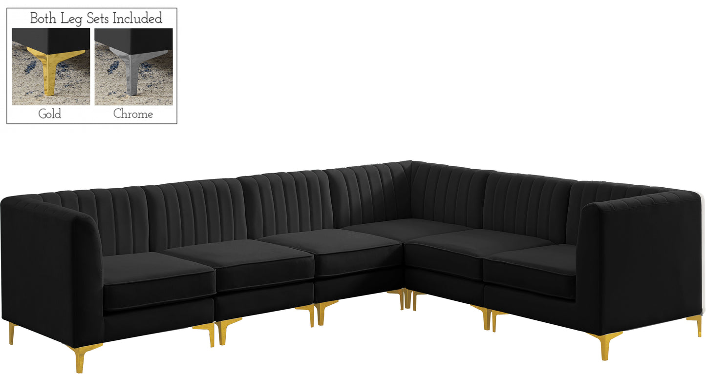 Alina Black Velvet Modular Sectional