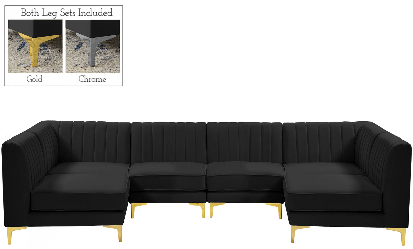 Alina Black Velvet Modular Sectional