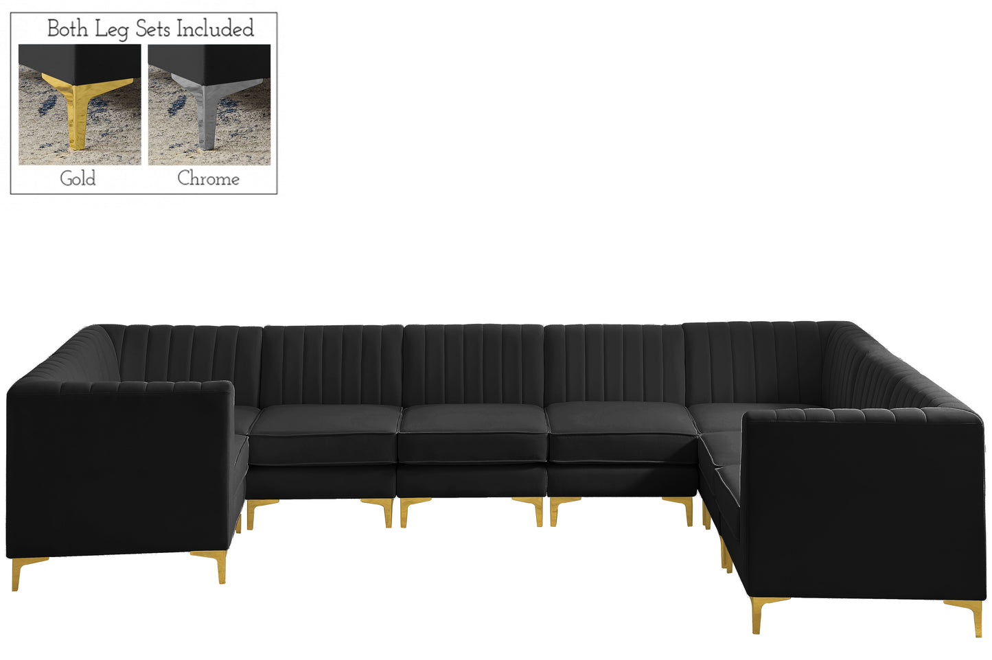 Alina Black Velvet Modular Sectional