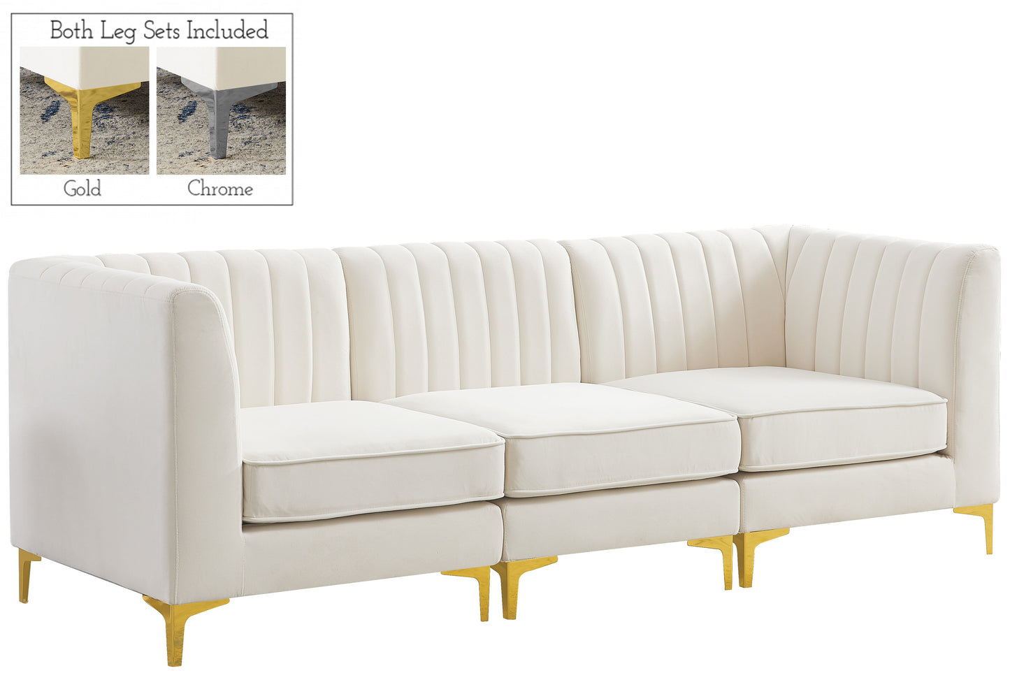 Alina Cream Velvet Modular Sofa