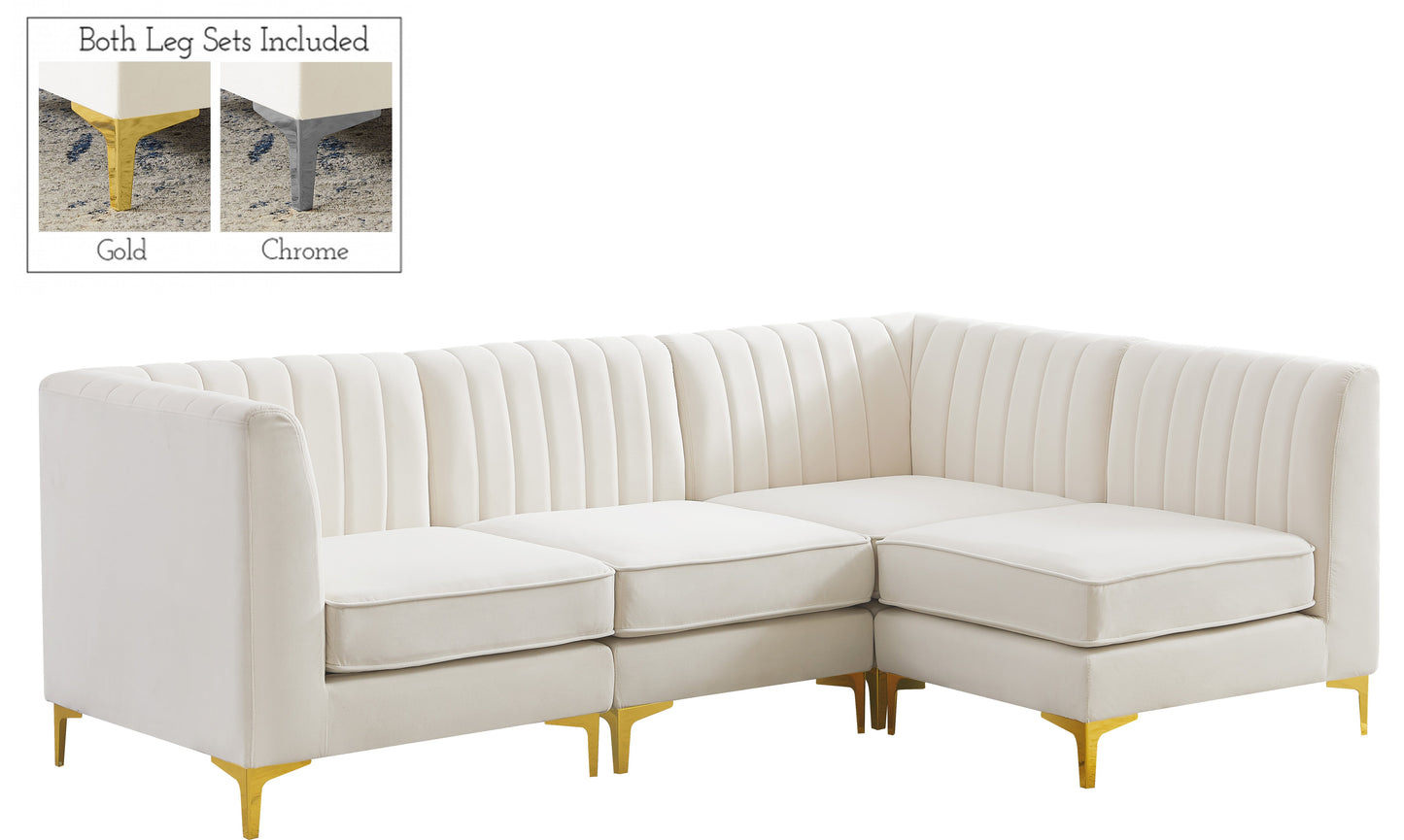 Alina Cream Velvet Modular Sectional