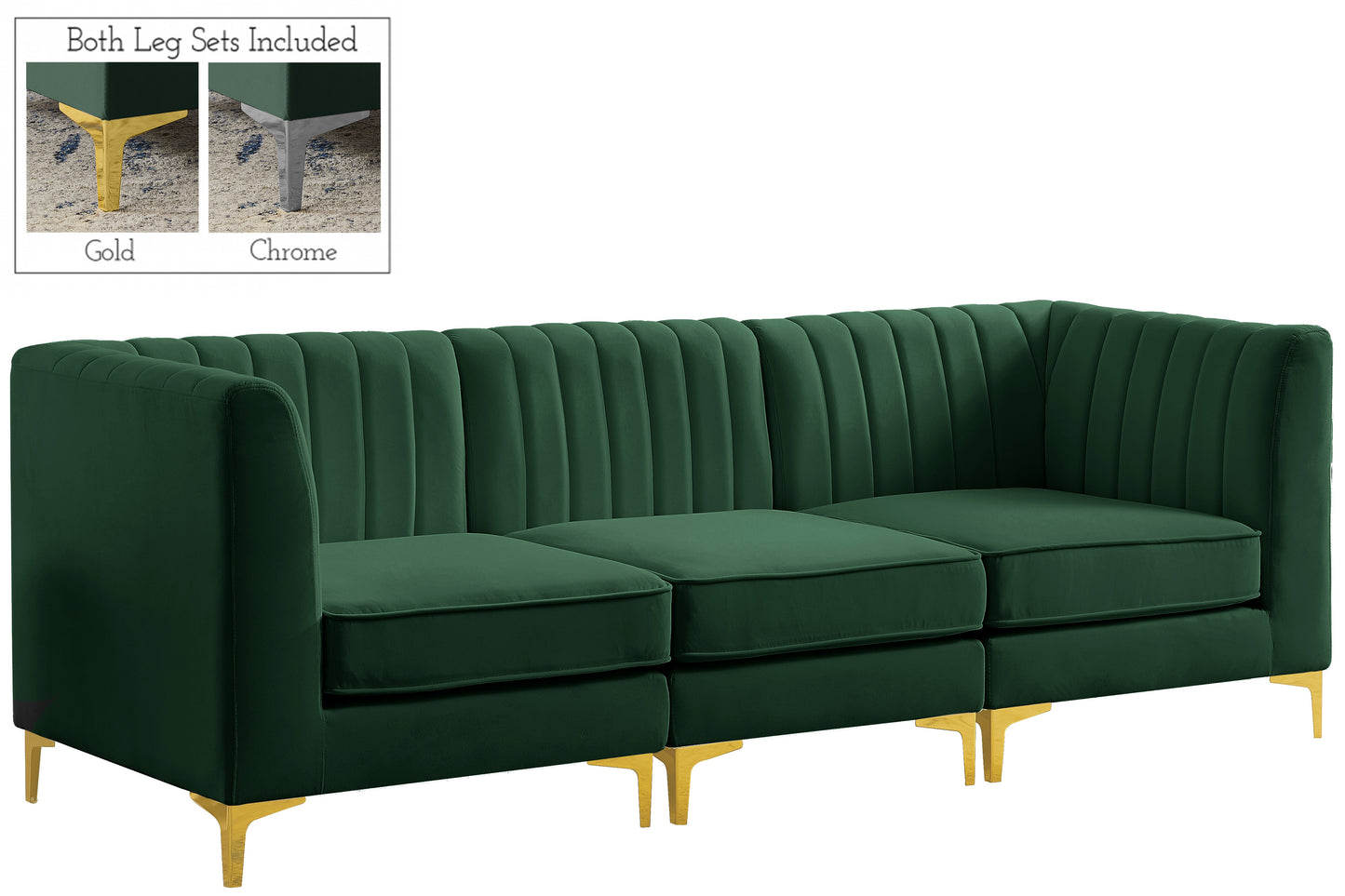 Alina Green Velvet Modular Sectional