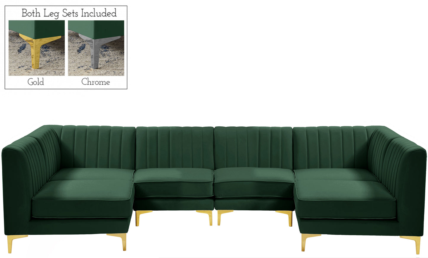 Alina Green Velvet Modular Sectional