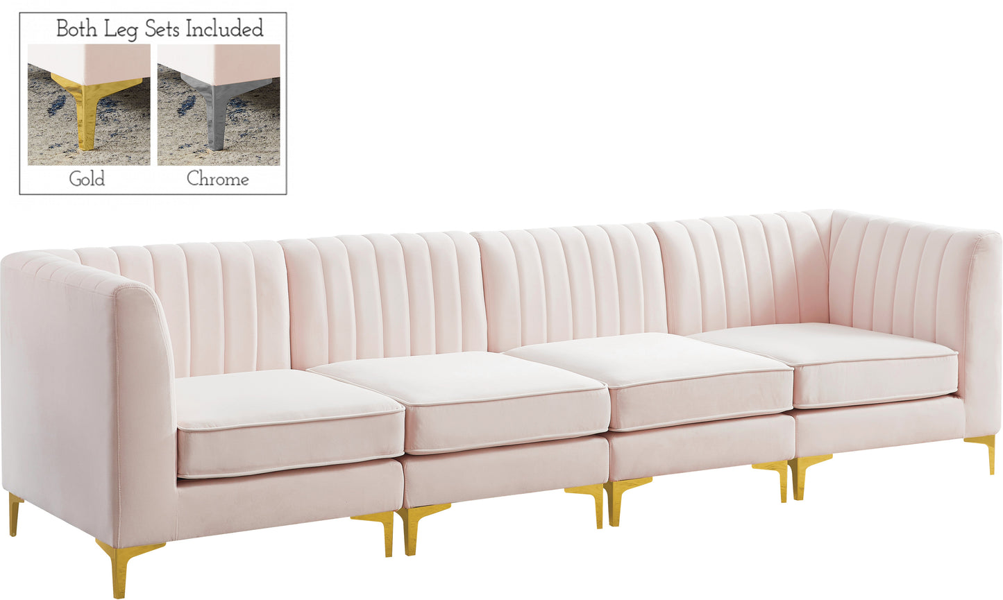 Alina Pink Velvet Modular Sectional