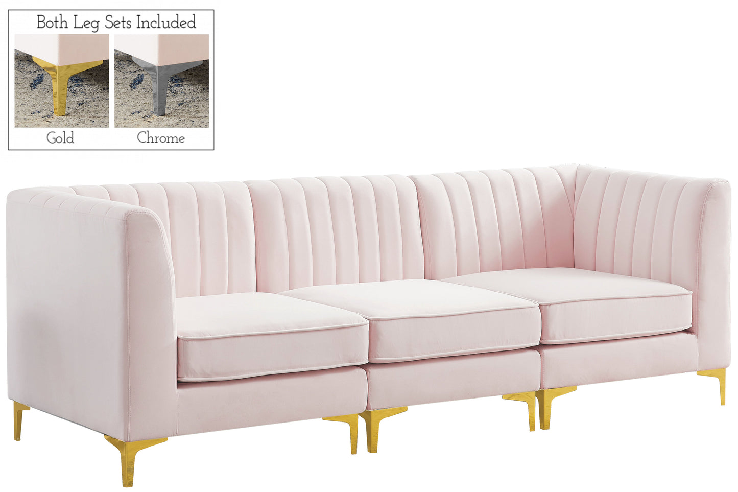 Alina Pink Velvet Modular Sectional