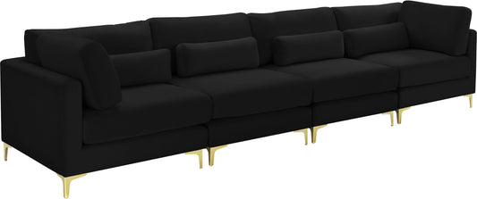 Julia Black Velvet Modular Sofa (4 Boxes)