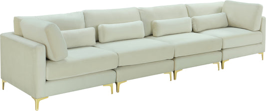 Julia Cream Velvet Modular Sofa (4 Boxes)