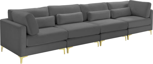 Julia Grey Velvet Modular Sofa (4 Boxes)