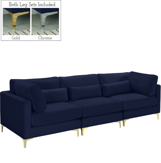 Julia Navy Velvet Modular Sofa (3 Boxes)