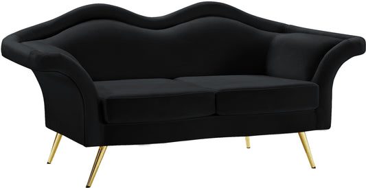 Lips Black Velvet Loveseat