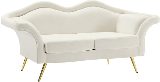 Lips Cream Velvet Loveseat