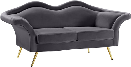 Lips Grey Velvet Loveseat